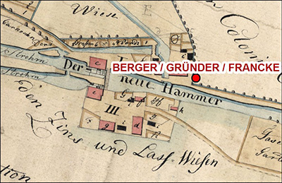 Planauschnitt Hammerwerk 2 von 1803, Quelle: diese Webseite